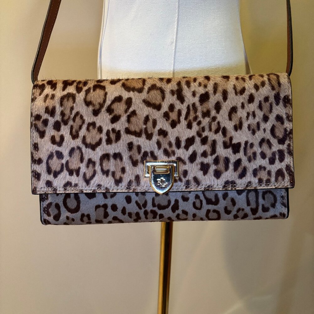 New Without Tags Lauren Ralph Lauren Calf Hair Medium Evan Clutch